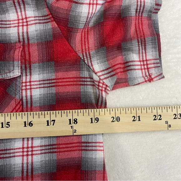 Tattoo Women's Red White Plaid Button Up Short Sleeve Size XL - Picture 10 of 12